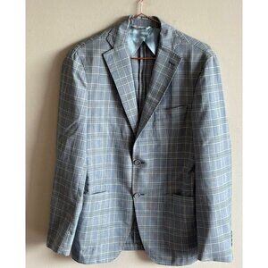 Acquaviva Mens Double Vented Plaid Spot Blazer Gray Size Large